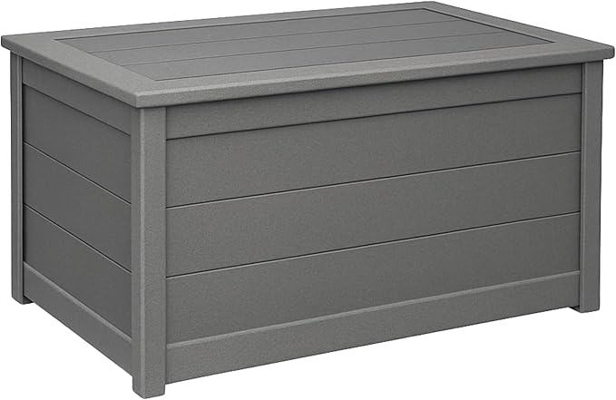 DutchCrafters Poly Waterproof Outdoor Deck Box 200-Gallon Large Deck Box Weatherproof Storage for Pool Decor, Porch Packages, Pool Towel Holder, Holds Up To 10 Cushions - Amish Made in USA (Dark Gray)