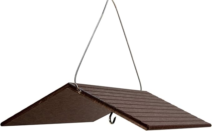 JCs Wildlife Poly Weather Cover - Rain Guard - Hang Bird Feeder or House Underneath for Protection from Rain or Snow - Easy to Clean and Use (Large, Brown)