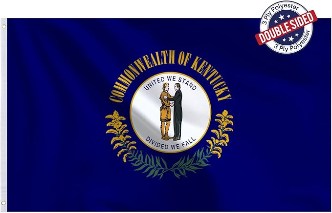 Bradford Kentucky Flag 3x5 ft Outdoor, 3 Ply Polyester Double Sided Kentucky State Flag Heavy Duty, KY Flags with 2 Brass Grommets for Outsides House Long Lasting