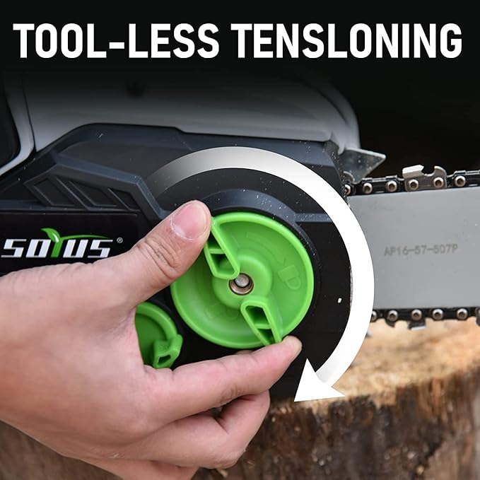 SOYUS 40V 16-Inch Brushless Cordless Chainsaw with Battery and Charger, Battery Operated Chainsaw with Auto-Tension & Auto-Lubrication for Wood Cutting & Tree Trimming, 2x4.0Ah Batteries Included