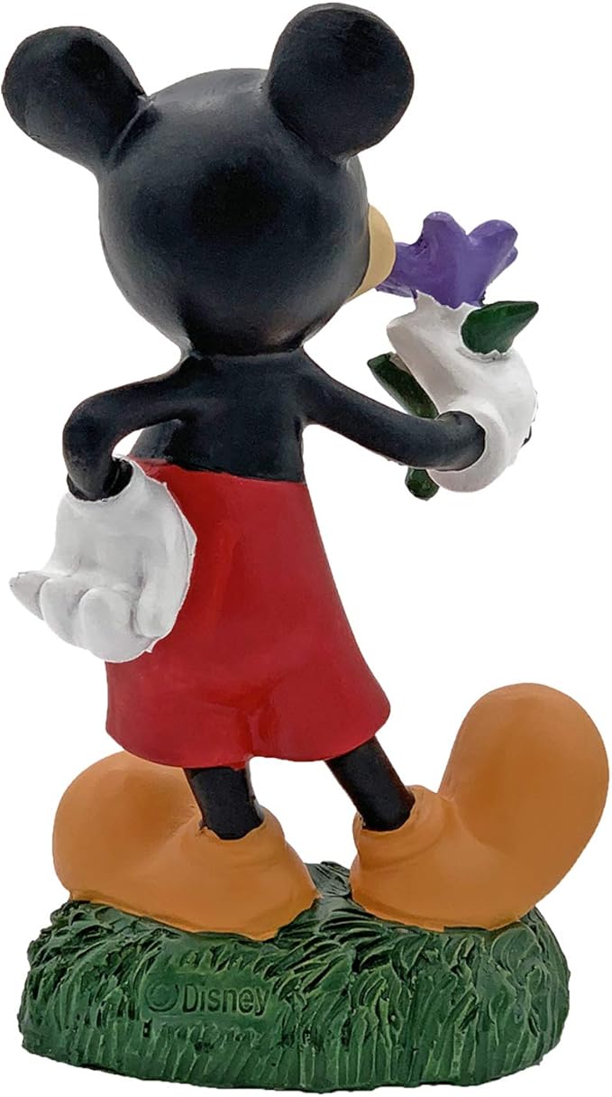 Disney Mickey Purple Flower Everyday Outdoor Garden Statue, 6 inches high, Officially Licensed Disney Product
