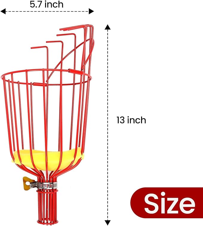 Fruit Picker Pole with Basket Segmented Fruit Picker Pole Tool for Apple Avocado Cherry Lemon Mango Orange Peach Picking(40-160") 5.5FT