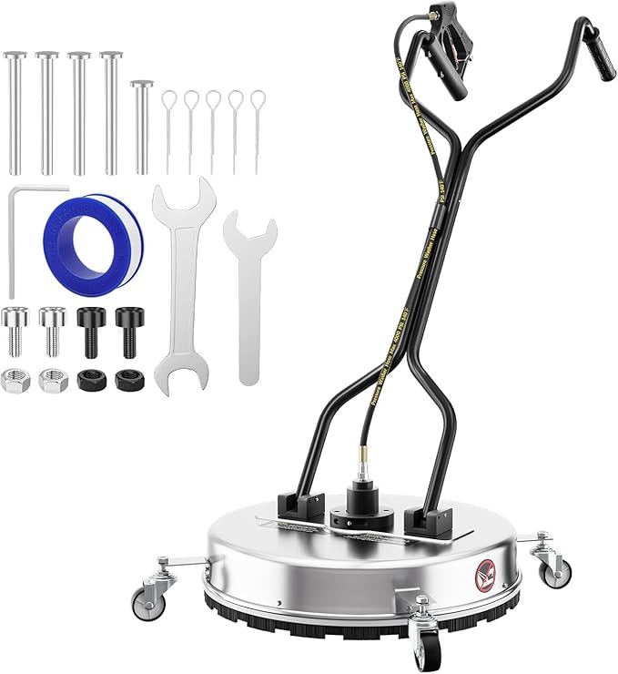 Doniks 20 Inch Pressure Washer Surface Cleaner with 4 Wheels,Dual Handle,Stainless Steel Housing,4500 PSI Power Washer Accessory for Concrete, Patio, Sidewalk, Deck, Driveways and Daily Washing