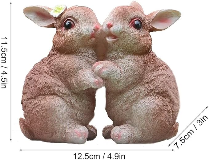Garden Statues Bunny Decor Resin Dance Rabbit Figurine Cute Fairy Garden Decor Outdoor Statues for Patio Yard Porch Balcony Gifts for Women Mom Grandma Brown