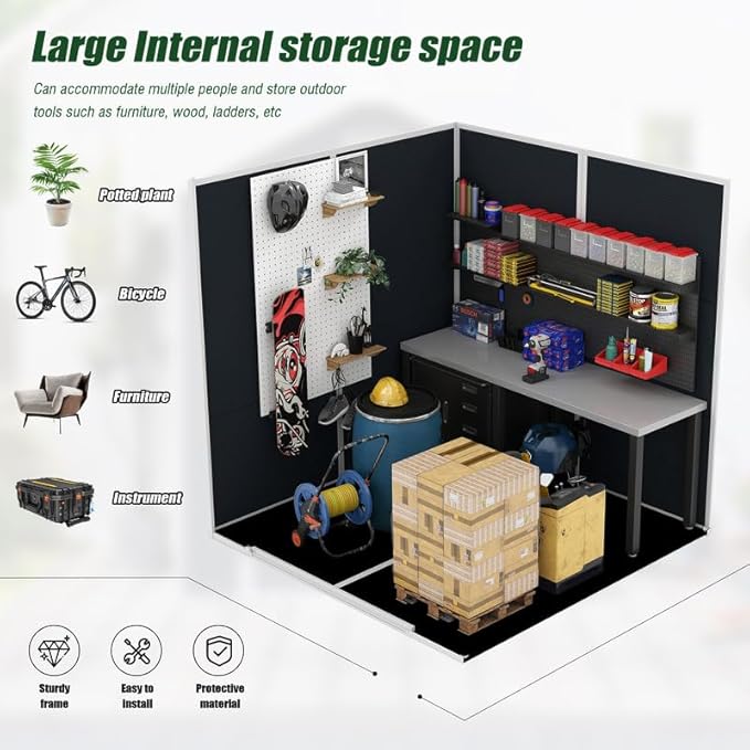 6x6 FT Outdoor Storage Shed with Floor and Window, Waterproof Resin Garden Tool Sheds w/Lockable Door, Vents & Sloped Roof, All-Weather Plastic Tool House for Patio, Backyard, Lawn, Dark Gray
