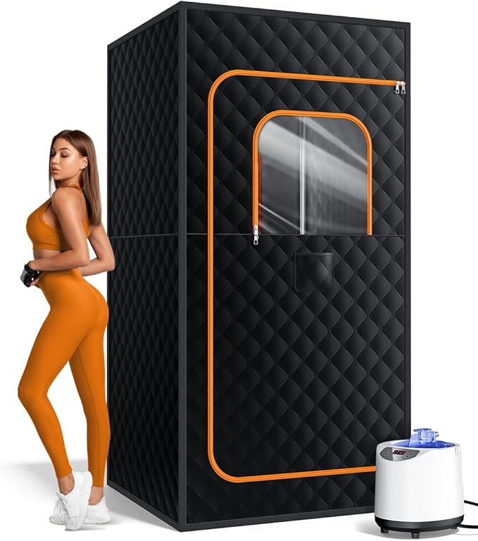 Sauna Box, Portable Sauna for Home, Personal Portable Steam Sauna Tent with 1200W 3L Steamer Heater, 15 Levels, Remote Control, Foldable Chair, Cozy Big Size 36 * 36 * 71 inches