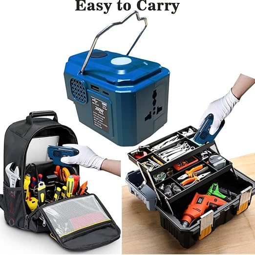 UIRSTY 200W Power Inverter for Makita 18V Battery, DC 20V to AC 110-120V Battery Inverter, Battery Powered Outlet with 1 USB Port & 1 Type-C & 1 AC Outlet,LED Portable Power Station Charger Adapt