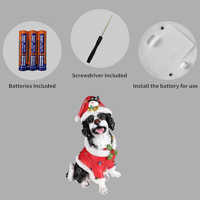 Christmas Outdoor Decoration Dog Statue, LED Light Cute Springer Spaniel Dog Sculpture with Santa Outfit & Lights for Garden and Yard, Indoor Holiday Décor Gift for mom and dad