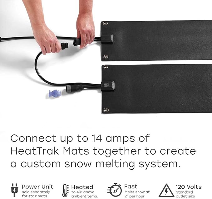 HeatTrak Heated Snow Melting Mats - Heated Outdoor Mats for Walkways - Electric Snow Melting Mats for Decks and Sidewalks - Trusted No-Slip Snow and Ice Melt Heated Sidewalk Mat (20” x 30")