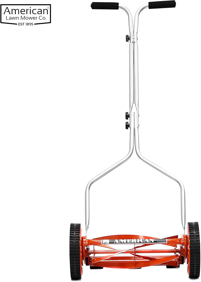American Lawn Mower Company 1204-14 14-Inch 4-Blade Push Reel Lawn Mower, Red