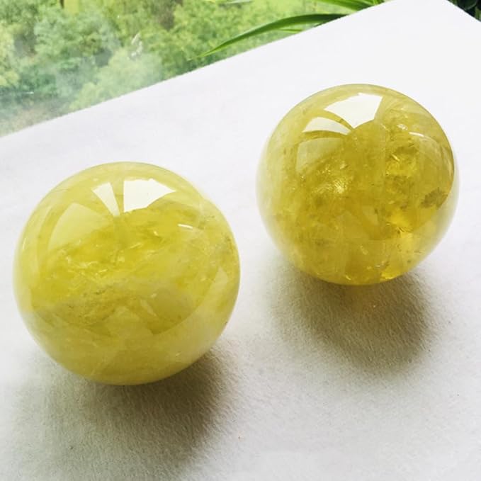 6-7cm/2.36-2.75inch Topaz Ball Polished Natural Yellow Crystal Sphere Decorative Sphere Healing Crystals Ball Healing Stone Crafts Home Decor Ornament Gifts (Topaz, 60-70mm)