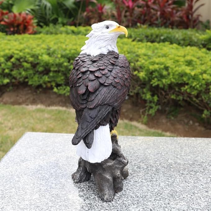 Garden Decor Sculptures Statues Outdoor, Bald Eagle Statue Christmas Animal Decoration, Home Patio Decor Gardening Gifts for Porch,12.99Inch Tall