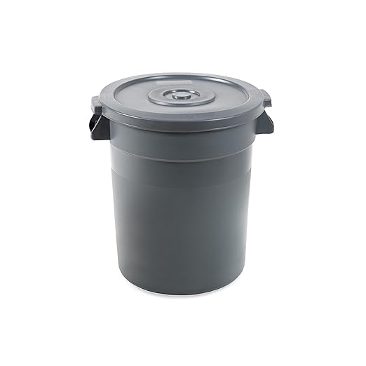 PRO&Family 20 Gallon Trash Can with Lid Round Ingredient Storage Containers Recycling Bin Kitchen Garbage Can Office Garbage Can Trash Barrel Plastic Barrel Yard Waste Bin Outdoor Trashcan (5, Gray)