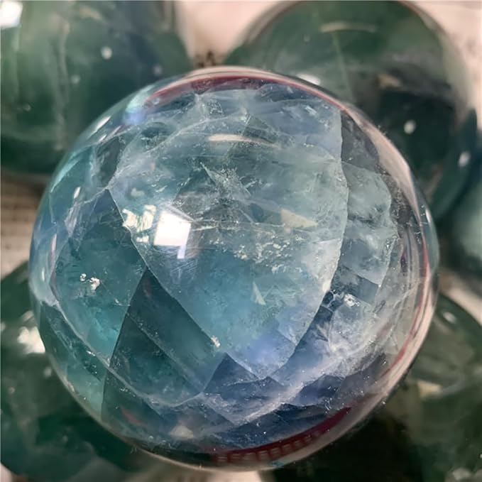 5-6CM/1.97-2.36inch Natural Fluorite Crystal Ball Hand Polished Fluorite Sphere Decorative Sphere Healing Crystals Ball Healing Stone Crafts Home Decor Ornament Gifts (50-60mm, Fluorite)