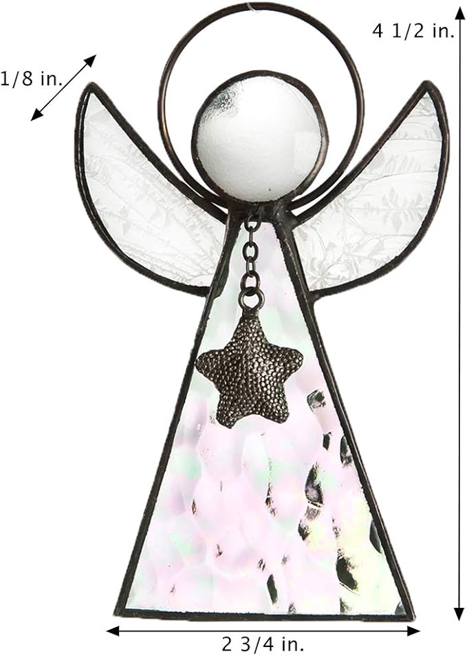 Angel Ornament Sun Catcher Clear Iridescent Stained Glass Window Hanging Christmas Tree Decoration J Devlin ORN 215-1 (Clear Iridescent)