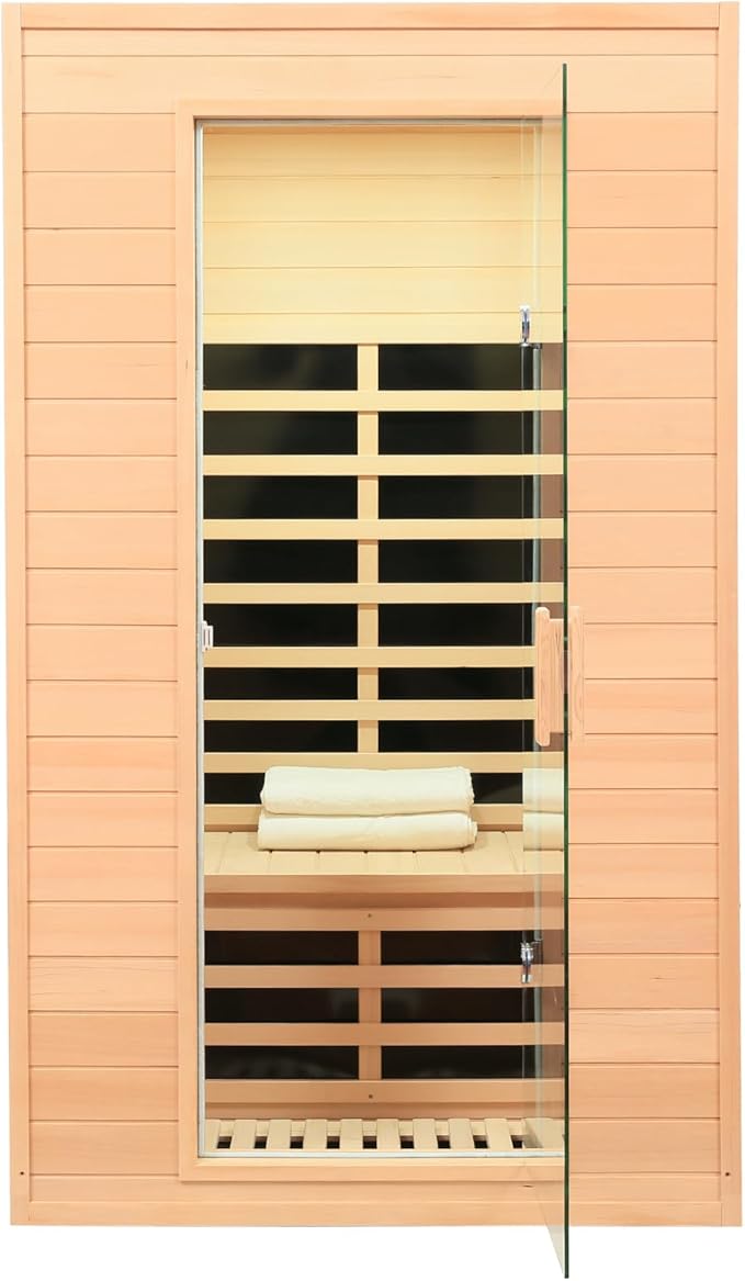 2 Person Infrared Sauna, Low EMF FAR Infrared Sauna for Home, 1500 Watts Canadian Hemlock Indoor Saunas with LED Reading Lamp, LCD Display-Control, Blue-Tooth Audio