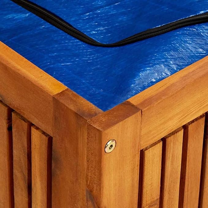 vidaXL Outdoor Storage Box, [Load Capacity Gallon] Deck Box with Gas-Lift Lid, Storage Chest with Water-Resistant Zippered Bag Inside, 68.9''x19.7''x22.8'', Solid Acacia Wood