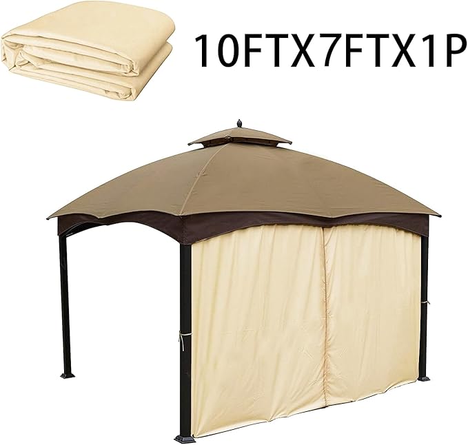 Gazebo Universal Replacement Privacy Curtain – Hugline 10' x 10' Gazebo Side Wall Outdoor Privacy Panel with Zipper (Beige)