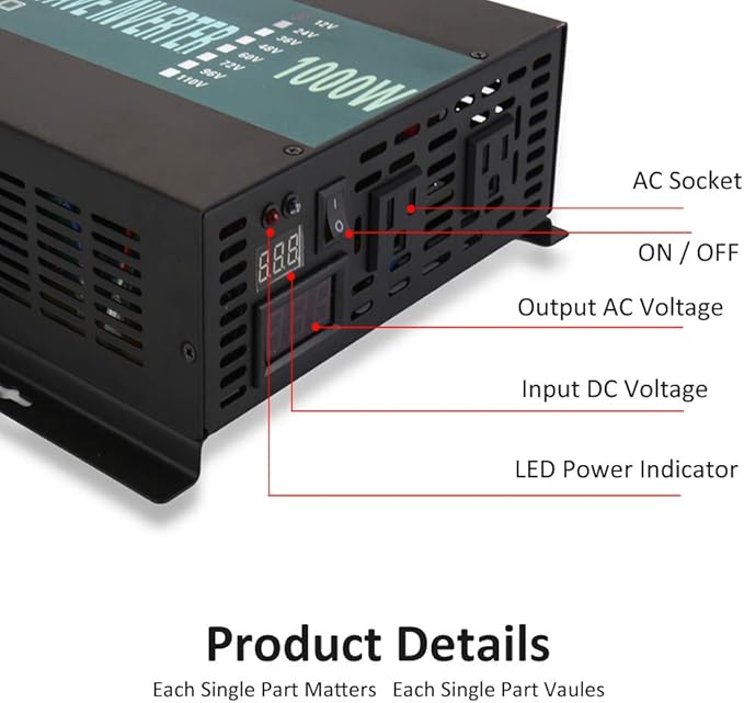 WZRELB RBP100024VCRT 1000W 24V 120V Pure Sine Wave Solar Power Inverter with Remote Control Switch