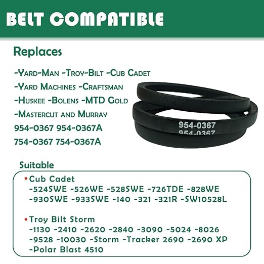 754-0367 954-0367 Drive Belt 3/8 x 34 inch v Belt Replacement MTD Snow Thrower 21130SE 826 926E Oregon 75-091 Stens 265-013,75-157,265-256, 13288, 230-3256, B17540367(2 Pack)