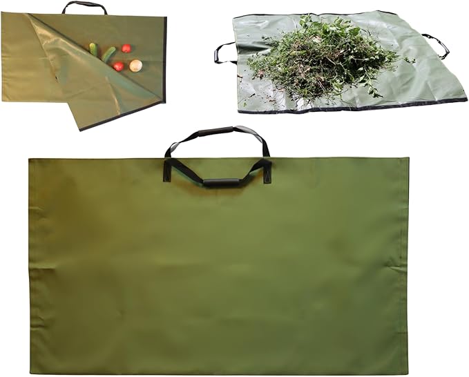 Garden and Landscape Bag, Portable Leaf and Weed Tarp with Handles, Reusable Leaf Bag, 48" X 56" Weed and Landscape Tarp