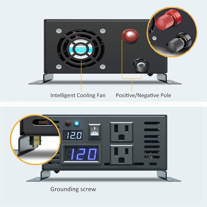 WZRELB Reliable Design Pure Sine Wave Inverter DC to AC 24VDC input 120VAC Output Off Grid Backup Power Supply Power Converter, (RBP60024B1)
