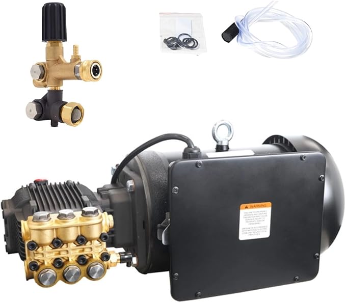 Canpump 2500 PSI 4.25 GPM Pressure Washer Pump Assembly w/ 7.5 HP 240V Motor – Triplex Power Washer Pump, External Unloader – Commercial Cleaning, Fleet Wash, Farm, Equipment Maintenance