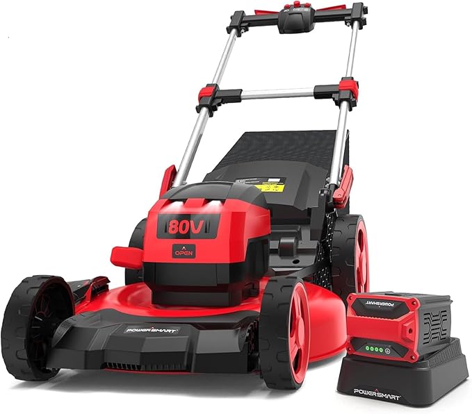 PowerSmart 80V 22" Self Propelled Cordless Lawn Mower 3-in-1 Electric Lawn Mower with 6.0Ah Lithium-ion Battery and Charger