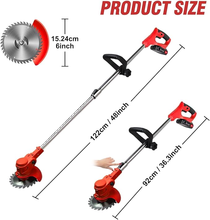 ALSO GO 24V Electric Weed Wacker, Cordless Grass Trimmer, Battery Powered Weed Eater with 2pcs Batteries & Charger, 3 in 1 Brush Cutter/Edger with Wheels for Garden and Yard Lawn
