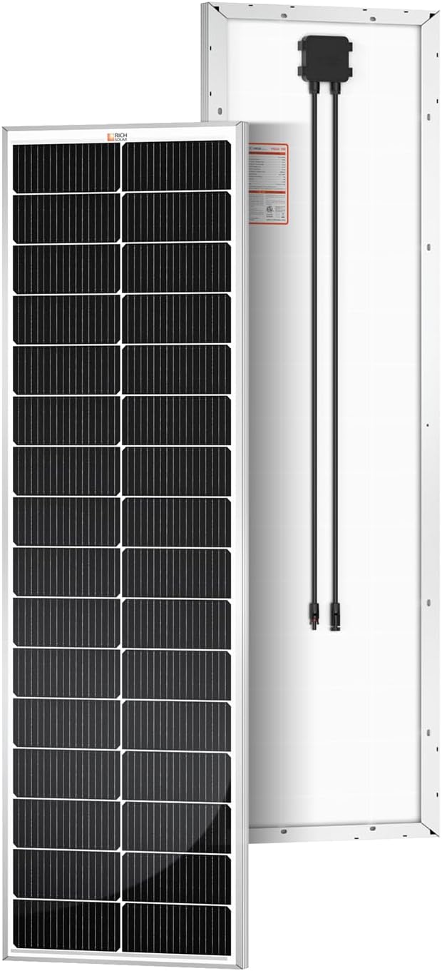 RICH SOLAR MEGA 100 Slim 100 Watt 12 Volt Monocrystalline Solar Panel for RV, Trailer, Motorhome