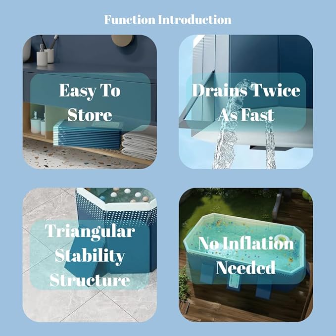 Foldable Swimming Pool, Non-Inflatable Kids' and Adults' Outdoor Large Swimming Pool, Anti-Slip PVC Family Pool, Summer Water Party for Outdoor, Garden, Backyard (Small)