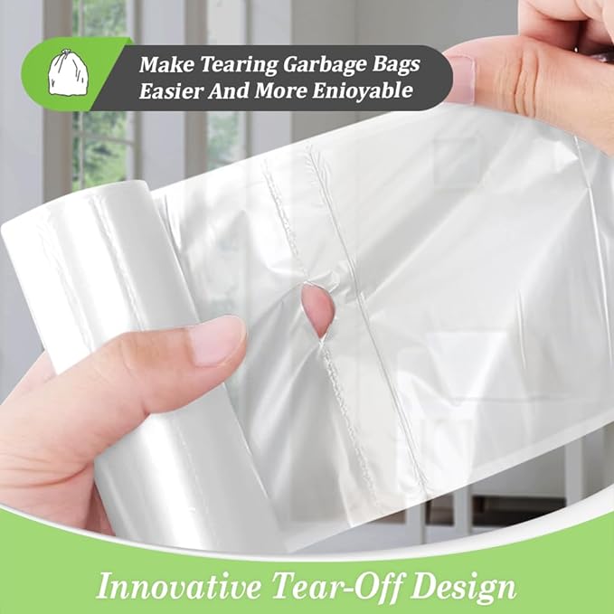 Teivio 2 Gallon 320 Counts Strong Trash Bags Garbage Bags, Bathroom Trash Can Bin Liners, Small Plastic Bags for Home Office Kitchen Kitchen (Clear)