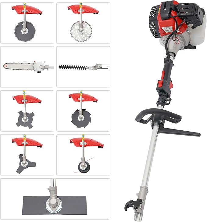 Gas Weed Eater 52cc 2-Stroke 7 in 1 String Trimmer/Edger, Multi-Functional Petrol Hedge Trimmer Chainsaw Brush Cutter Weed Wacker Weed Eater Gas Powered for Weed Grass and Bush Shipping from US