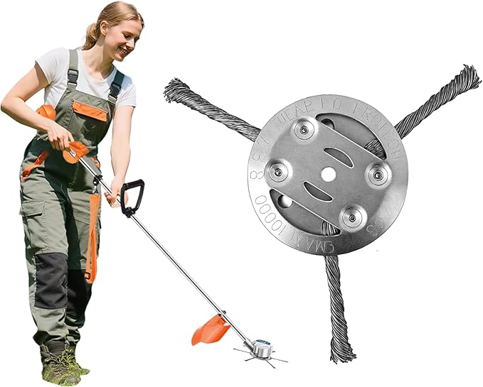 Steel Wire Grass Trimmer Head, Upgrade Bold 2.3 Times Prevent Breaking Steel Wire Weed Eater Head, for Low-Power Lithium Battery Weed Trimmers, 6 Inch Wire Weed Trimmer Head（Low Power 3 Blade）