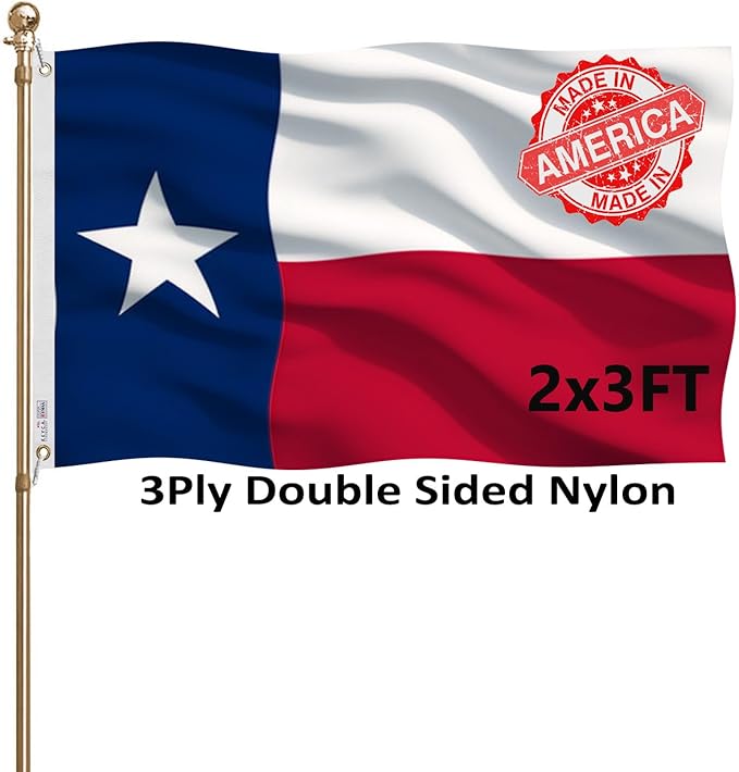 Texas State Flags 2x3 Outdoor Heavy Duty Double Sided Nylon Vivid Color Anti-Fading with 2 Brass Grommets for Home/Company/Indoor Outdoor Decoration