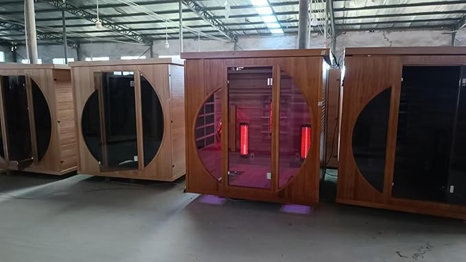 ZONEMEL Infrared 2 Person Wooden Sauna Room with Recliner, Red Cedar Luxury Indoor Sauna with 10 Heating Panels, Oxygen Bar, 3400 Watt, Full Spectrum Infrared Therapy Wood Dry Heat Sauna, 220V