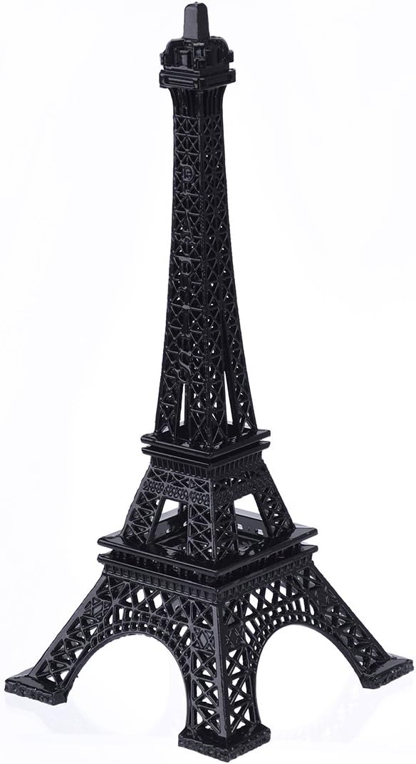 ESHATO Black Metal Eiffel Tower Statue, 7inch Decorative Figurine Replica Stand Holder for Cake Topper Table Decor Gift Party Home Decoration