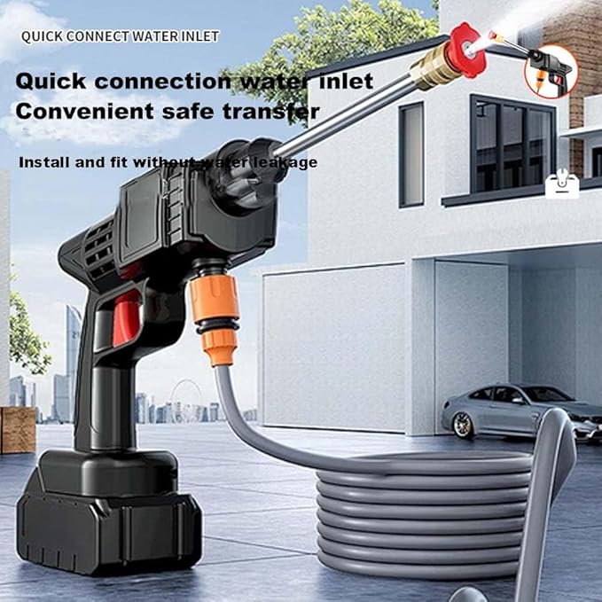 Cordless Pressure Washer, 30Bar 48V 2400mAH Rechargeable Battery Powered Pressure Washer with 2 Adjustable Nozzle Suitable for Washing Cars/Fences/Siding