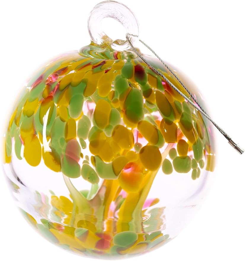 Dale Tiffany Hand Blown Glass, 4" Diameter Blossom, Tree of Life Collection, Witch Globe Hanging Garden Indoor/Outdoor Decorative Ornament Gazing Ball