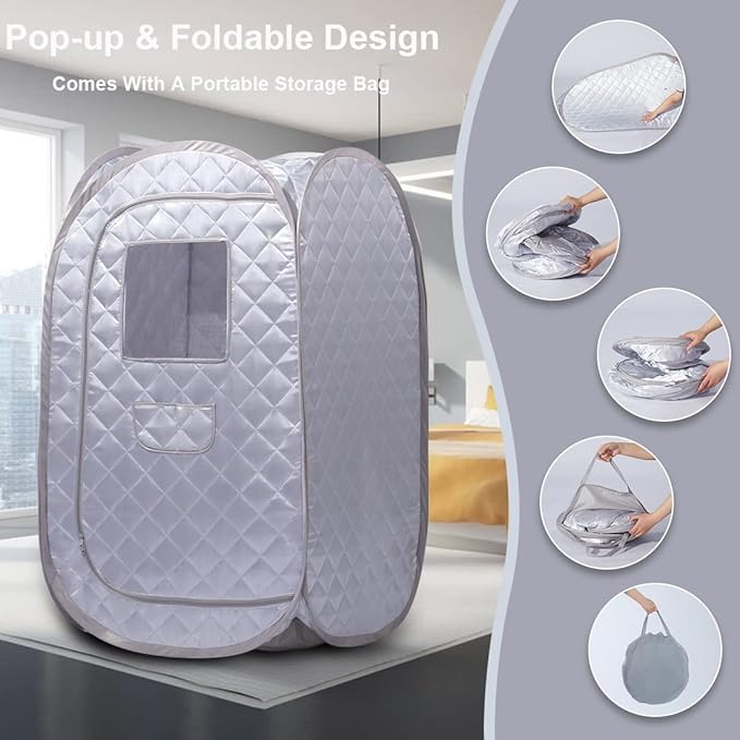 Smartmak Portable Sauna Tent, Foldable One Person Full Body Spa for Detox Therapy Without Steamer - Grey