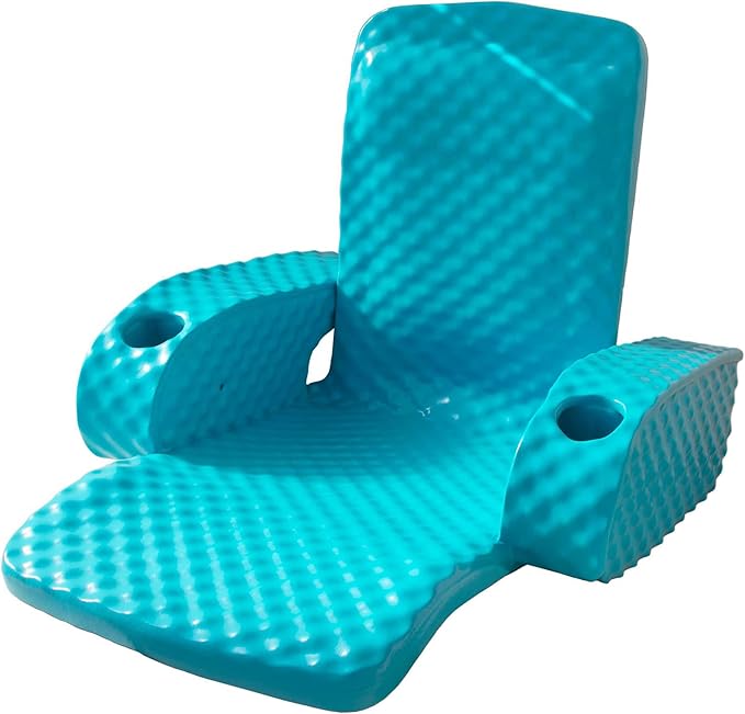 TRC Recreation Folding Baja Chair Foam Swimming Pool Float, Portable Super Soft Floating Lounger with 2 Cup Holders for Beach Essentials, Pink