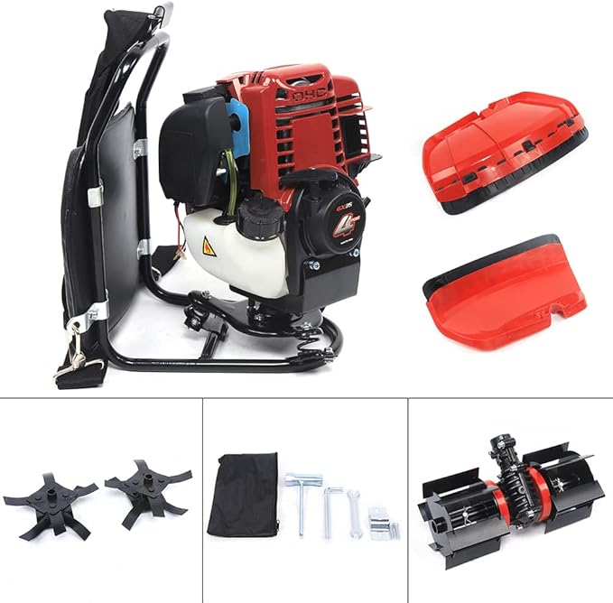 35.4CC Gas Powered Weed Wacker, 4-Stroke 1KW 4500-8500RPM Gasoline Weed Eater String Trimmer, Backpack Lawn Edge Cutter, Brush Cutter, Hedge Trimmer for Farmland Weeding, Harvesting, Clearing