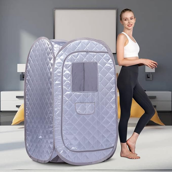 Smartmak Portable Sauna Tent, Foldable One Person Full Body Spa for Detox Therapy Without Steamer - Grey