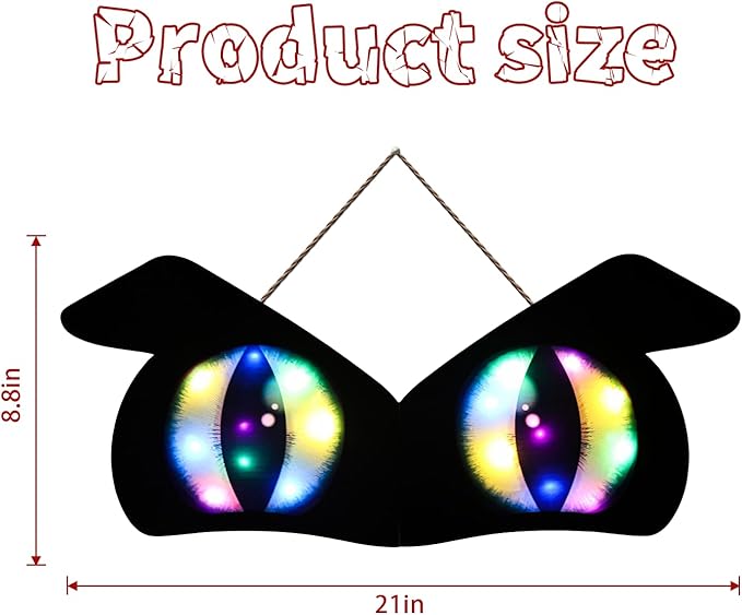 Halloween Decorations Spooky Eyes Lights - 21 Inch Large Wooden Window Eye Lights with 8 Color Modes for Halloween Decor Indoor Home,Wall,Window,Trees (Style - D)