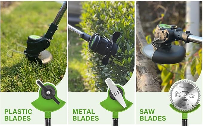 21V Cordless Grass Trimmer, Electric String Weed Wacker with 2.0Ah Lithium Battery, Telescopic Handle, 40 Min Runtime, 18000 RPM, Low Noise 92dB (Green)
