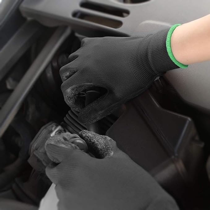 Evridwear Crinkle Latex Rubber Hand Coated Safety Work Gloves for Men Women General Multi Use Construction Warehouse Gardening Assembly Landscaping (XL-Size) 12 Pairs Pack