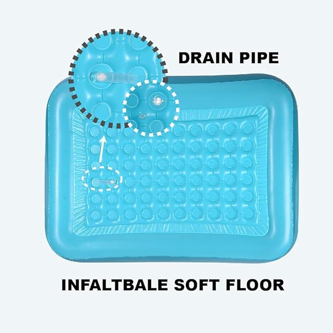 Inflatable Swimming Pool for Kids, 59" X 45" X 20" Kiddie Pools with Inflatable Soft Floor, Durable Blow Up Pools for Backyard, Garden or Indoor (Green)