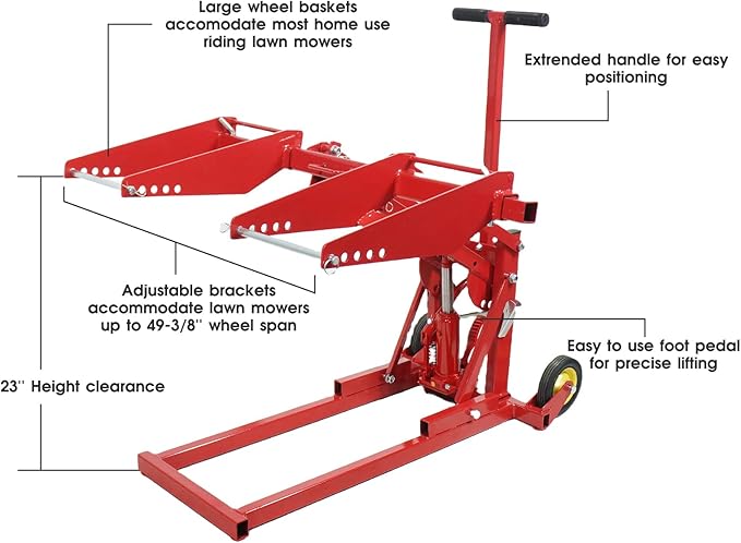 550 Lbs Lawn Mower Lift | Riding Lawn Mower Lift Jack for Lawn Tractors, Zero Turn Mowers, and All Riding Mowers