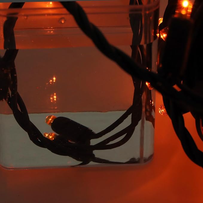 50 LED 5MM Orange Christmas Lights, 17FT Indoor/Outdoor String Light, Mini Lights for Garden, Patio, Christmas Trees - Green Wire, Commercial Grade, UL Listed