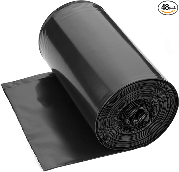 8 Gallon Trash Bags, 40 Counts, Flag Garbage Bags with No Flaps and No Ties, 55 * 65cm, 7g/pcs,Unscented, Black